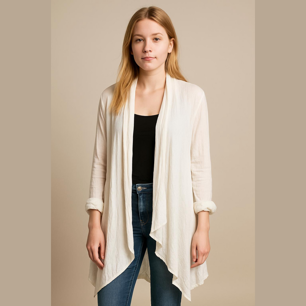 LANE BRYANT WHITE Open-Front Fit & Flare Overpiece